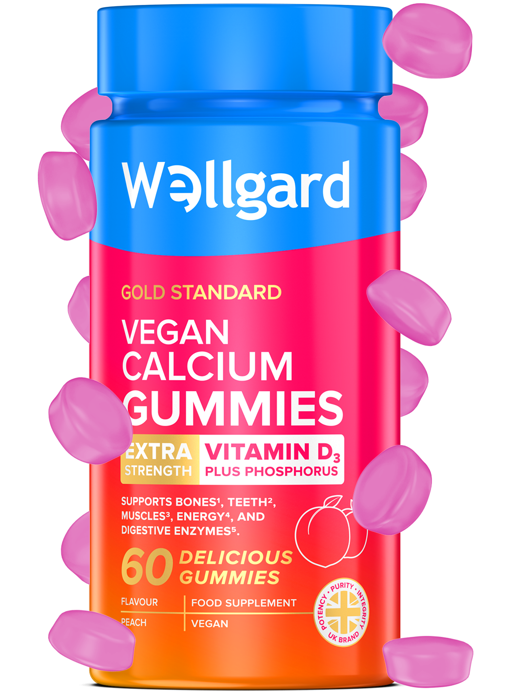 Vegan Calcium Gummies with Vitamin D3 Phosphorus Wellgard