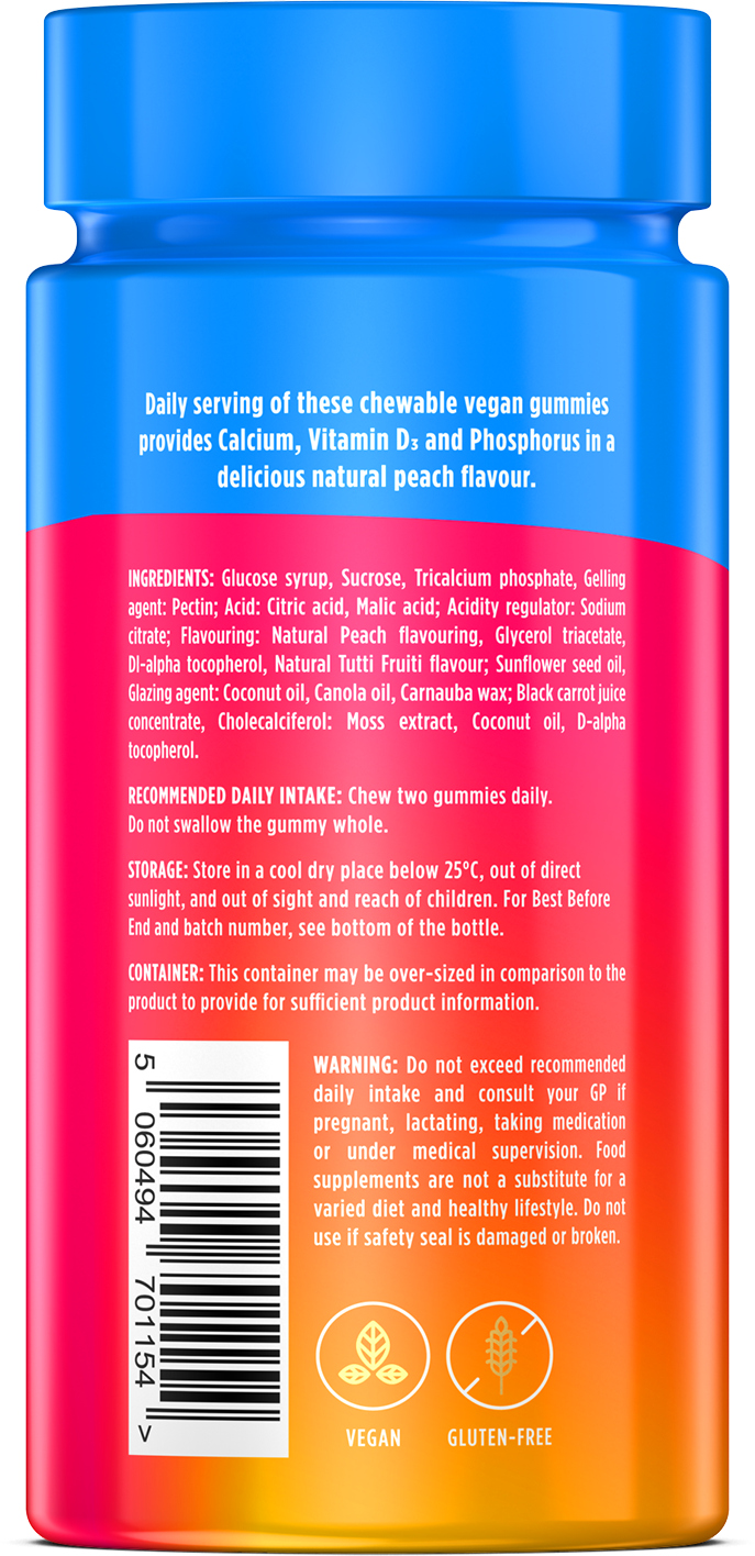 Vegan Calcium Gummies with Vitamin D3 & Phosphorus