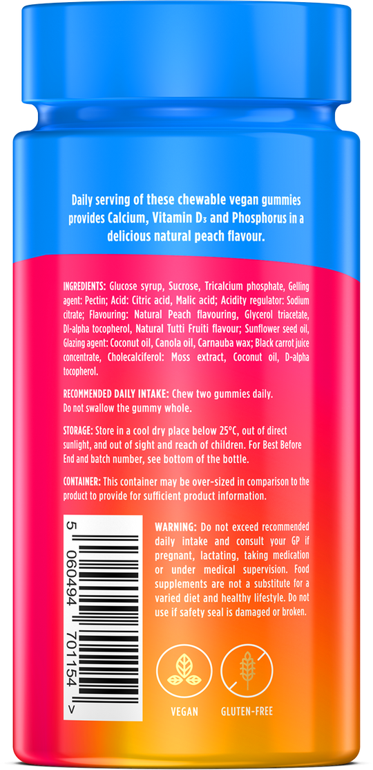 Vegan Calcium Gummies with Vitamin D3 & Phosphorus