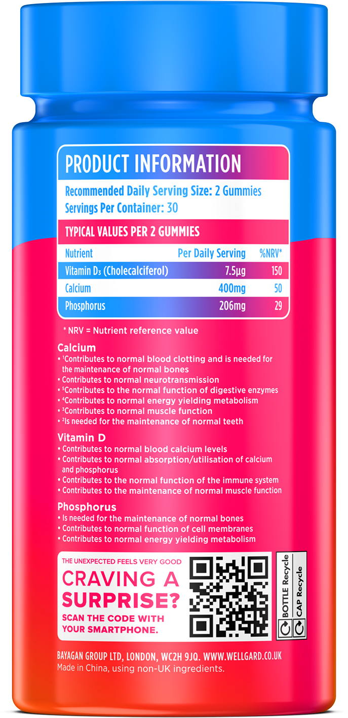 Vegan Calcium Gummies with Vitamin D3 & Phosphorus