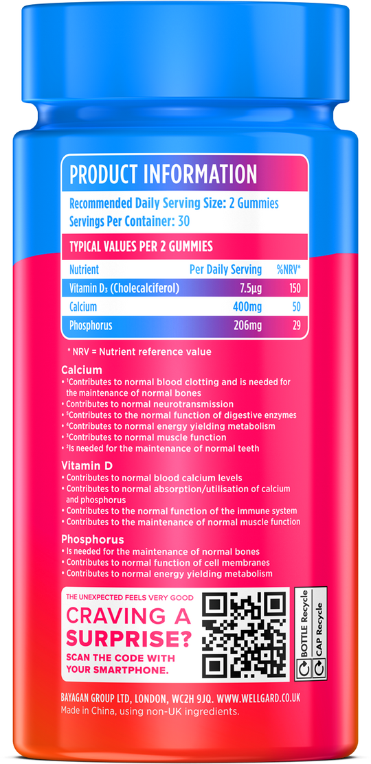 Vegan Calcium Gummies with Vitamin D3 & Phosphorus
