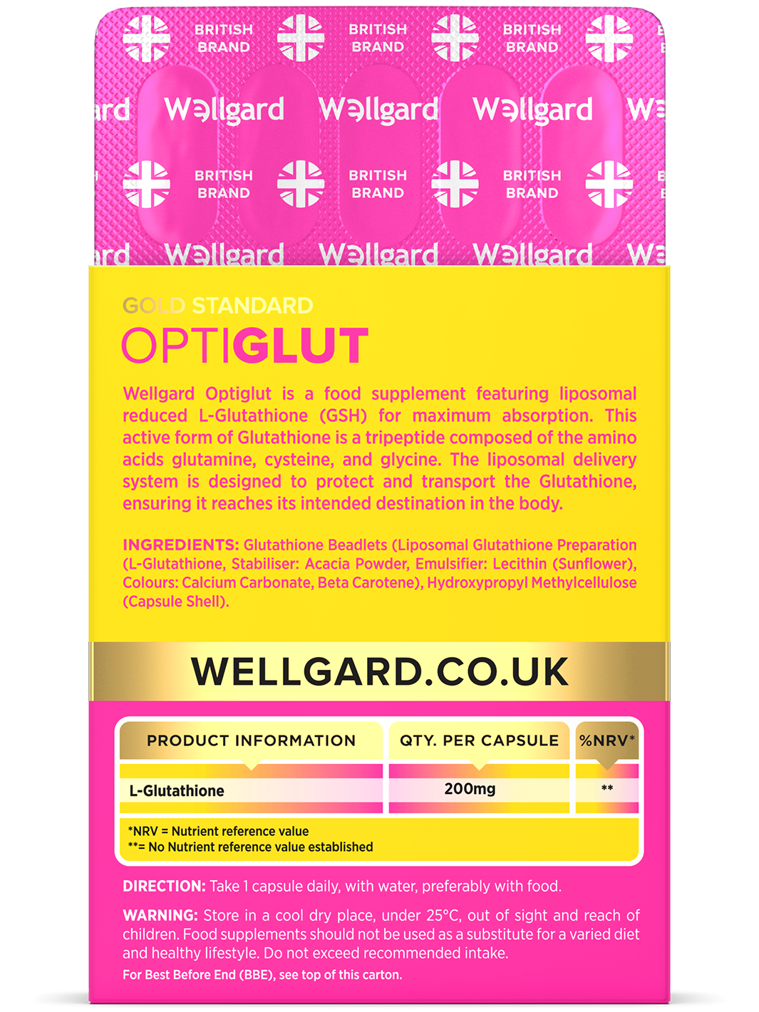 Wellgard Optiglut - 200mg Liposomal Glutathione GSH Wellgard Optiglut - 200mg Liposomal Glutathione GSH
